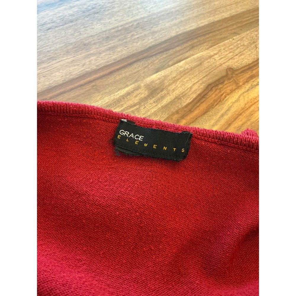 Grace Elements Red Ruffled Front Long Sleeve Card… - image 3